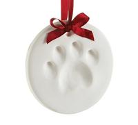 Pearhead Clay Pawprint Christmas Ornament, Pet Owner Gift, Dog or Cat Pawprint Keepsake, DIY Pawprint Hanging Ornamnet, Classic Red Ribbon