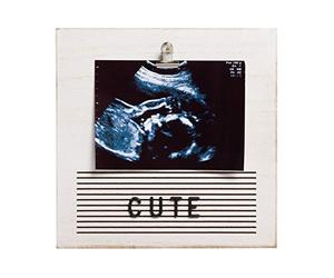 Pearhead Clip Letterboard Picture Frame, Baby Keepsake Clip Photo Frame, Includes 180 Letters, Distressed Wood