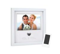 Pearhead Heart Thumbprint Photo Frame and Ink Kit, Wedding Keepsake Registry or Reception Idea, Clean-Touch Pad Included, Bridal Shower Gift, Wall Mount or Tabletop Display, White
