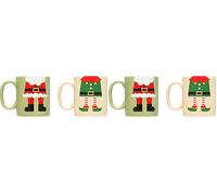 Pearhead Matching Christmas Mugs, Holiday Santa And Elf Mug Set, Christmas Home Décor, Holiday Gifts, Seasonal Coffee Cup Set of 2, Microwave and Dishwasher Safe, Holds 13 oz (Lot de 2)