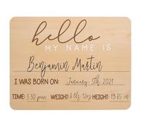 Pearhead Panneau de bienvenue pour bébé, sexe neutre, accessoire photo Hello Baby Arrival, tableau de statistiques de naissance, accessoire photo, bois