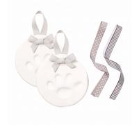 Pearhead Pet Paw Print Keepsake Kit - DIY Hanging Clay Keepsake for Dogs & Cats, Easy Air-Dry Clay, No-Mess, Perfect for New Pet Owners and Memorial, Personalized Pawprint Gift, Gray Ribbons