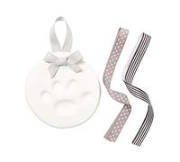 Pearhead Pet Paw Print Keepsake Kit - DIY Hanging Clay Keepsake for Dogs & Cats, Easy Air-Dry Clay, No-Mess, Perfect for New Pet Owners and Memorial, Personalized Pawprint Gift, Gray Ribbons