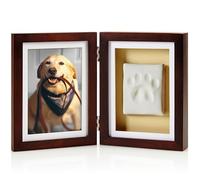 Pearhead Pet Paw Print Photo Frame with Clay Imprint Kit - Pawprint Making Kit and Photo Display for Cats and Dogs, No-Mess Pawprint Memorial, Perfect Home Decor and Gift for Pet Lovers, Espresso