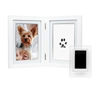 Pearhead Pet Pawprints Desk Picture Frame, Pet Memorial Keepsake, White Photo Frame for Pet, Imprint Kit