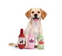 Pearhead Pet Plush Beer, Wine & Rose Dog Squeaker Toys, Set of 3