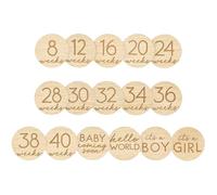 Pearhead Pregnancy Journey Milestone Markers, Wooden Weekly Growth Milestone Discs, Pregnancy Announcement and Baby Arrival Double Sided Photo Prop Cards, Modern Wooden Newborn Accessories