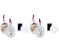 Pearhead Souvenir Empreinte de Bébé Bois Ovale, Double-Sided Ornament (Lot de 2)