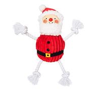 Pearhead The Real Santa Claus Holiday Dog Toy, Durable Corduroy Rope Toy, Stuffed Plush Chew Toy with Loud Squeaker, Christmas Stocking Stuffer for Pets