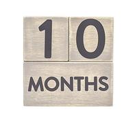 Pearhead Wooden Milestone Age Blocks, Gender-Neutral Baby Accessory for Photo Sharing, Weekly, Monthly, Year and Grade Growth Markers, Distressed Gray