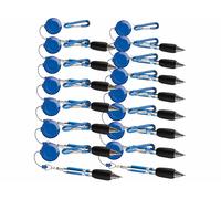 Pearl 15 stylos zip avec câble enrouleur et mousqueton