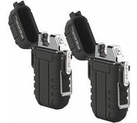 2 briquets électroniques Rechargeables à Double Arc électrique - Noir [Pearl]