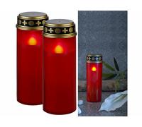 Pearl 2 grandes lanternes funéraires avec effet flamme à piles - coloris rouge