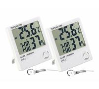 Pearl 2 thermomètres-hygromètres numériques avec capteur extérieur et fonction réveil