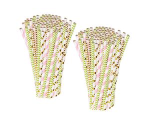 Pearl 200 pailles en papier à 4 couleurs et motifs