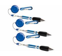 Pearl 3 stylos zip avec câble enrouleur et mousqueton