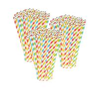 Pearl 300 pailles en papier rayé 4 couleurs