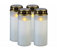 Pearl 4 grandes lanternes funéraires avec effet flamme à piles - coloris blanc