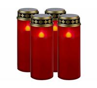 Pearl 4 grandes lanternes funéraires avec effet flamme à piles - coloris rouge