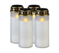 Pearl 4 grandes lanternes funéraires solaires avec LED effet flamme - coloris blanc