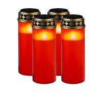 Pearl 4 grandes lanternes funéraires solaires avec LED effet flamme - coloris rouge