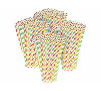 Pearl 400 pailles en papier rayé 4 couleurs