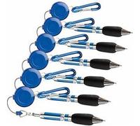 Pearl : 6 stylos zip avec câble enrouleur et mousqueton G