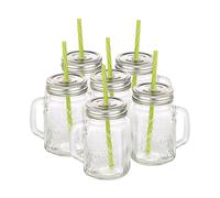 Pearl 6 verres rétro avec anse, paille et couvercle