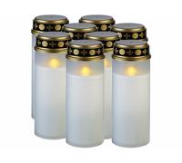 Pearl 8 grandes lanternes funéraires avec effet flamme à piles - coloris blanc