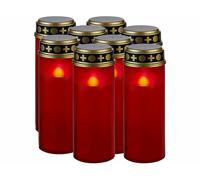 Pearl 8 grandes lanternes funéraires avec effet flamme à piles - coloris rouge