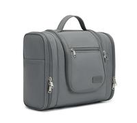 Pearl Angeli Trousse de toilette à suspendre pour femme, grande trousse de maquillage, résistante à l'eau, organiseur de voyage essentiel, gris