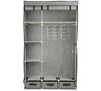 Pearl : Armoire en tissu 2 portes, 6 compartiments et 3 tiroirs noir G