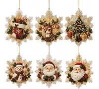 Pearl Art Décorations de Noël - Kit de 6 perles à faire soi-même | Peinture de perles brillantes et pierres précieuses originales | Ornements de Noël brillants en résine pour une décoration
