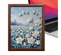 Pearl Art Fleur Design Autocollant DIY Craft avec cadre | Kit de peinture à perles pour loisirs créatifs, décoration d'intérieur, débutants, femmes, anniversaire, fête des mères