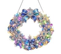 Pearl Art Kit, Christmas Wreath Craft, LED Rhinestone Decor for Adults Home | Shiny Wreath Design, LED String Light, Rhinestone Pearl Art Kit, for Adults Beginners Home Wall Bookshelf Living Room Window
