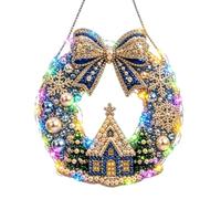 Pearl Art Kit, Christmas Wreath Craft, LED Rhinestone Decor for Adults Home | Shiny Wreath Design, LED String Light, Rhinestone Pearl Art Kit, for Adults Beginners Home Wall Bookshelf Living Room Window