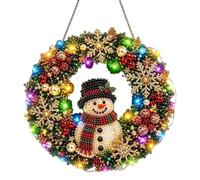 Pearl Art Kit, Christmas Wreath Craft, LED Rhinestone Decor for Adults Home | Shiny Wreath Design, LED String Light, Rhinestone Pearl Art Kit, for Adults Beginners Home Wall Bookshelf Living Room Window