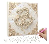 Pearl Art Kit de peinture à faire soi-même, 12 perles du zodiaque chinois avec cadre, fait à la main pour décoration murale de la maison, 25 x 25 cm, serpent