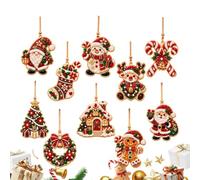 Pearl Art Kits Lot de 10 décorations de Noël faites à la main | Peinture avec perles et strass pour fête des mères, anniversaire, femme, décoration d'intérieur, débutants, loisirs créatifs