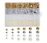 Pearl Beads, Half Round Pearls, Tiny Flat Back Ornaments, DI Y Jewelry Making Supplies, Decorative Craft Beads for Home, Salon, Phone Case Decoration, Women, Fashion Accessories, 7.48x5.2 inches
