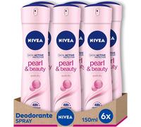 Pearl & Beauty Spray Déodorant En Lot De 6 X 150 Ml Déodorant Femme Avec Extraits De Perle Pour Peau Lumineuse Et Souple Deo Spray Anti-Transpirant Pour 48h