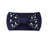 Pearl Bow Knitted Headbands Winter Ear Warmer Cross Headwrap Turban Wide Brim Headwear For Women Girls Hair Accessories(Color-06)