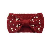 Pearl Bow Knitted Headbands Winter Ear Warmer Cross Headwrap Turban Wide Brim Headwear For Women Girls Hair Accessories(Color-04)