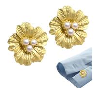 Pearl Button Cover - Metal 2.5x2.5cm | Craft Cufflinks | Rhinestone Flower Button Cover For Decorating Clothing, DIY Crafts, And Daily Fashion Accessories Use