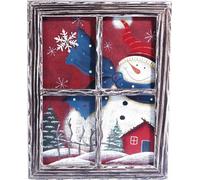 Pearl Cadre décoratif en bois trompe-l’œil ''Fenêtre'' - Bonhomme de neige