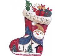 Pearl Chaussette décorative en bois - motif Bonhomme de neige