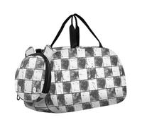 Pearl Checkerboards Sac de sport pour garçon avec compartiment à chaussures Léger Weekend Nuit Sac à main pour l'école, le sport, les voyages