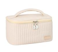 Pearl Clutch Trousse de maquillage en cuir PU grande capacité Advanced Sense Sac de rangement portable Sac de rangement de voyage Trousse de toilette Drum High Hat Clutch, blanc, Taille unique