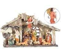 Pearl Crèche de Noël en polyrésine avec 11 figurines peintes à la main