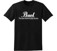 Pearl Drums T-Shirt Men Shirt Rock Tee Black XXL Black Manches Courtes(X-Large)